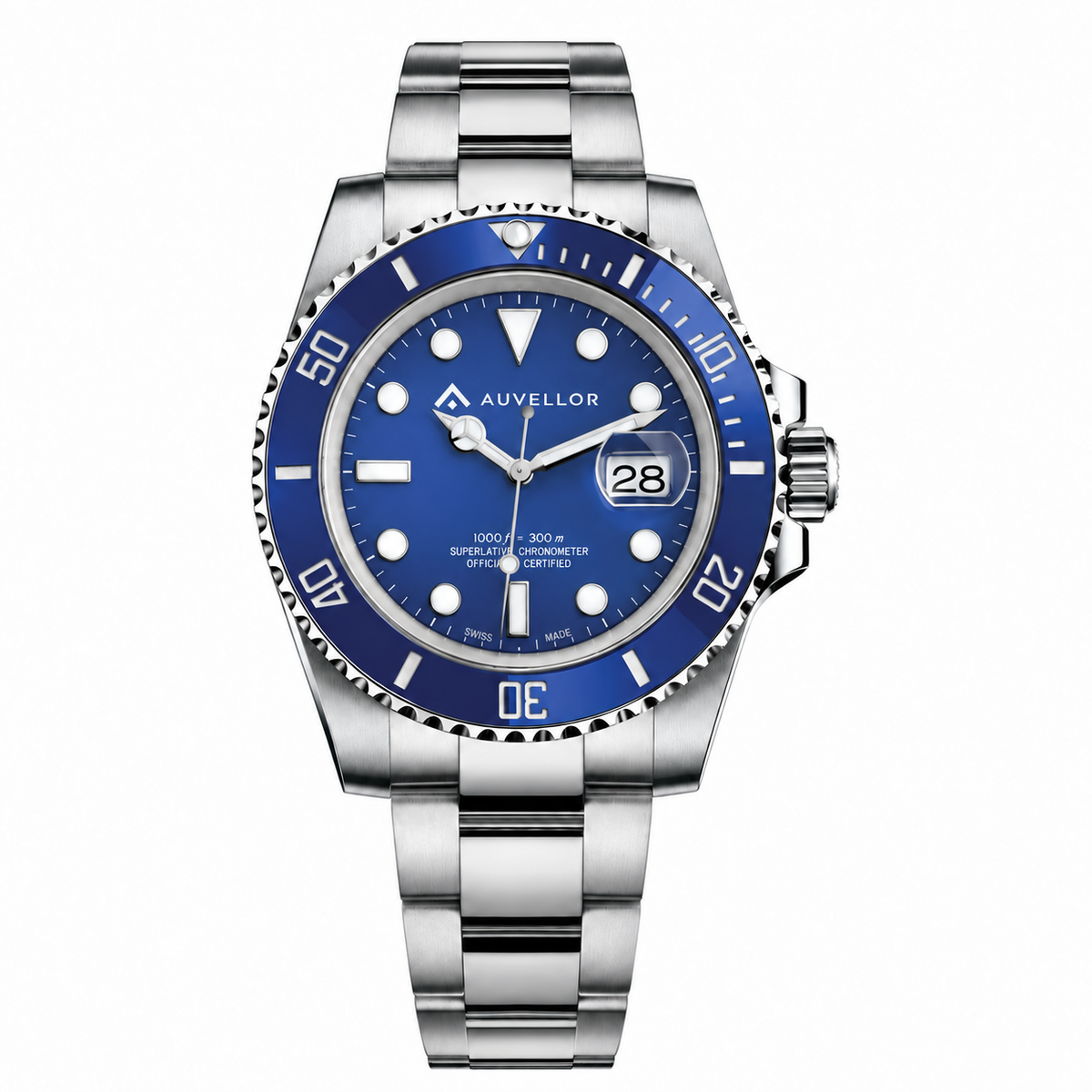 Auvellor Brelvane – Blue Dial — front view on white background