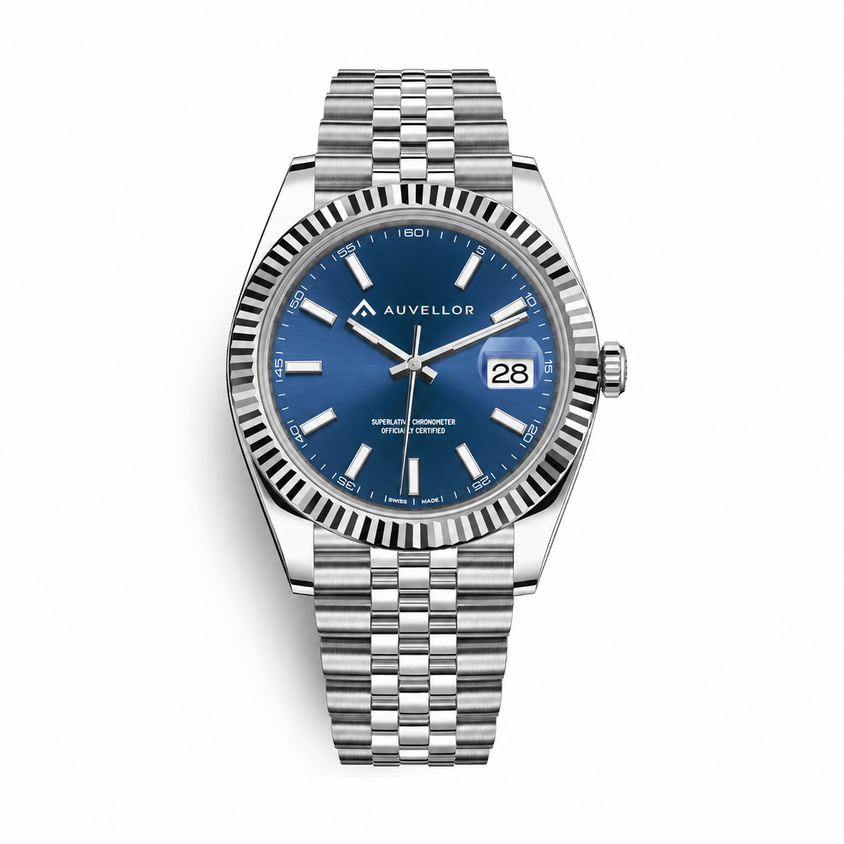 Auvellor Elyndor – Blue Dial — front view on white background