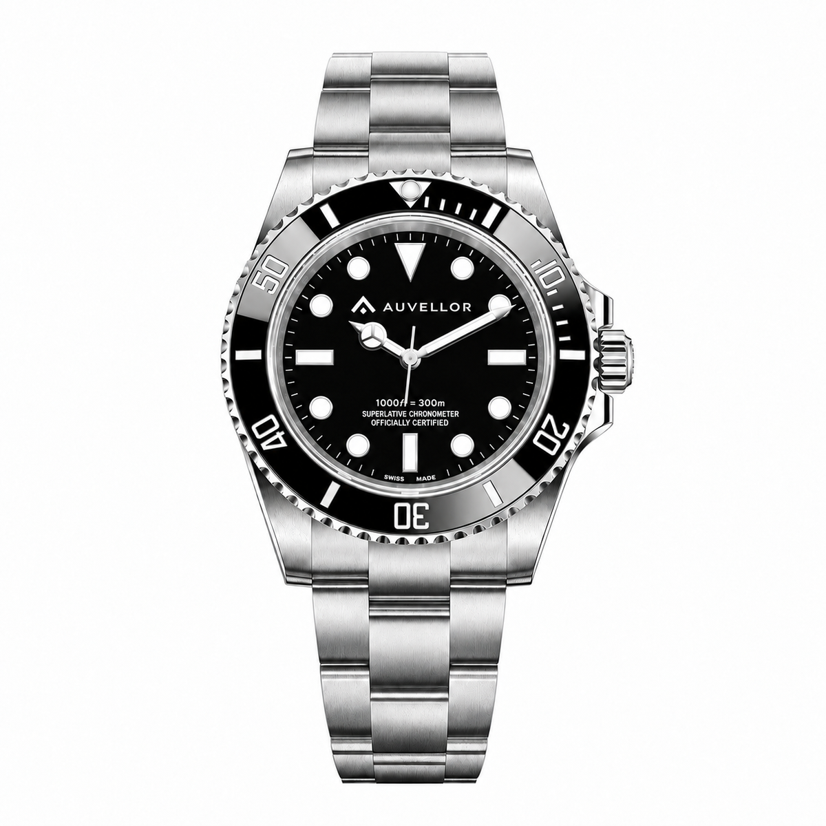 Auvellor Drevanor – Black Dial — front view on white background